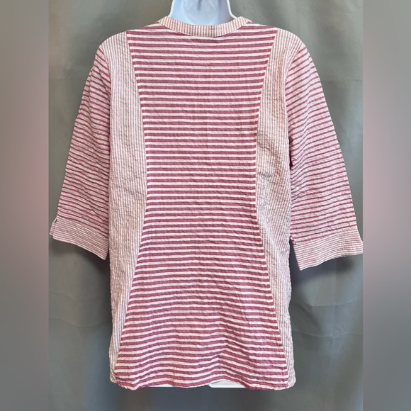 Habitat‎ Clothes To Live In Tunic Womens S White/pink Stripe Blouse 3/4 Sleeves - Picture 3 of 10